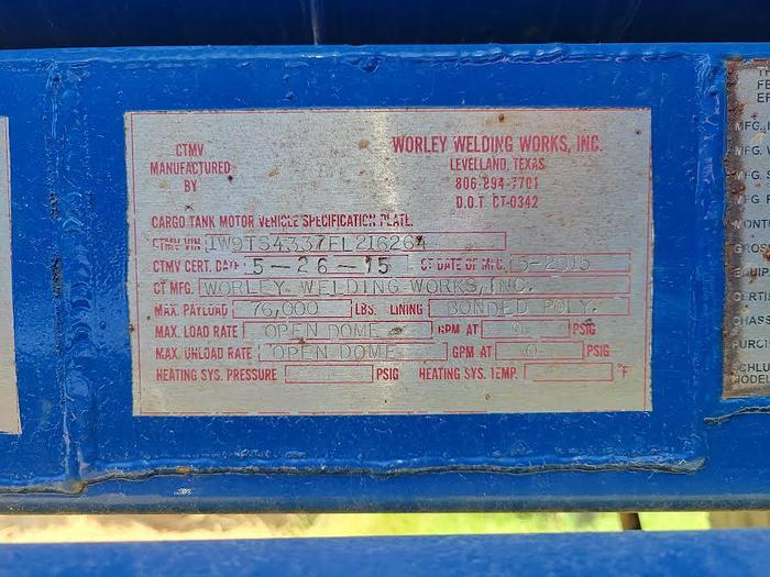 Used 2015 Worley Welding Works Chemical Transport Trailer