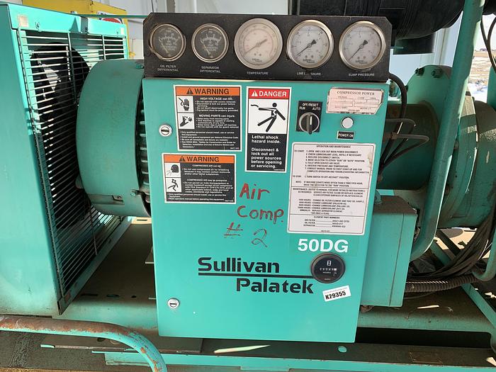 Used Sullivan Palatek 50DG screw air compressor shed