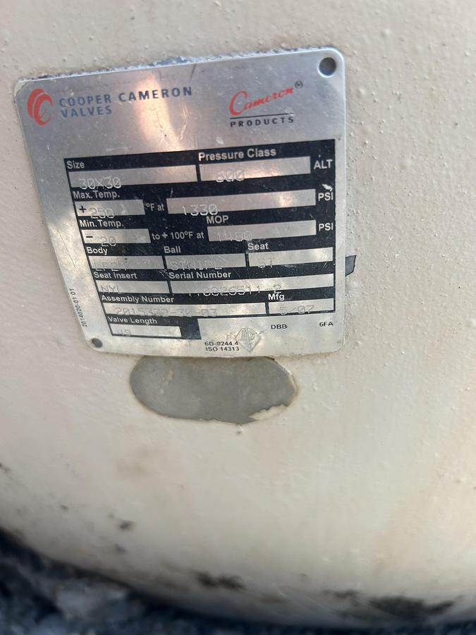 Used 30" Ball Valve with Actuator and Mechanical Switch