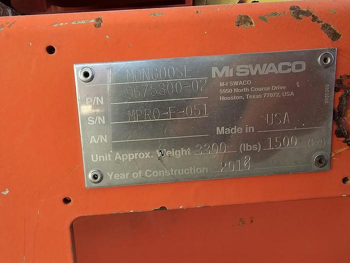 Used 2012 MI SWACO MONGOOSE SHAKER