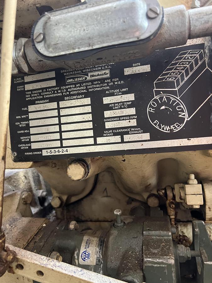 Used WAUKESHA H24 NATURAL GAS ENGINE Frick TDSH233XL