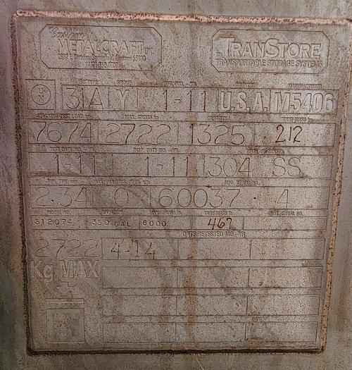 Used TranStore Stainless Steel IBC Tank - 350 Gallon