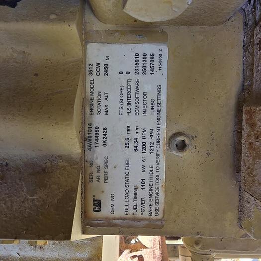 Used 2006 CAT 3512-B Diesel Engine with Kato 1204 kW Generator #2