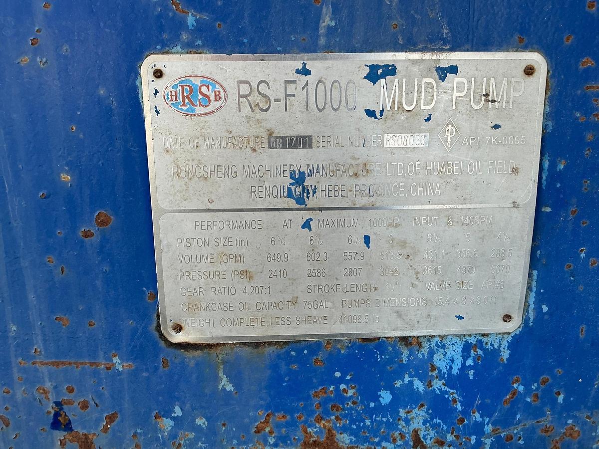 Used Mud Pump Skid Building, DDC Diesel Engine, RS-F1000 Pump