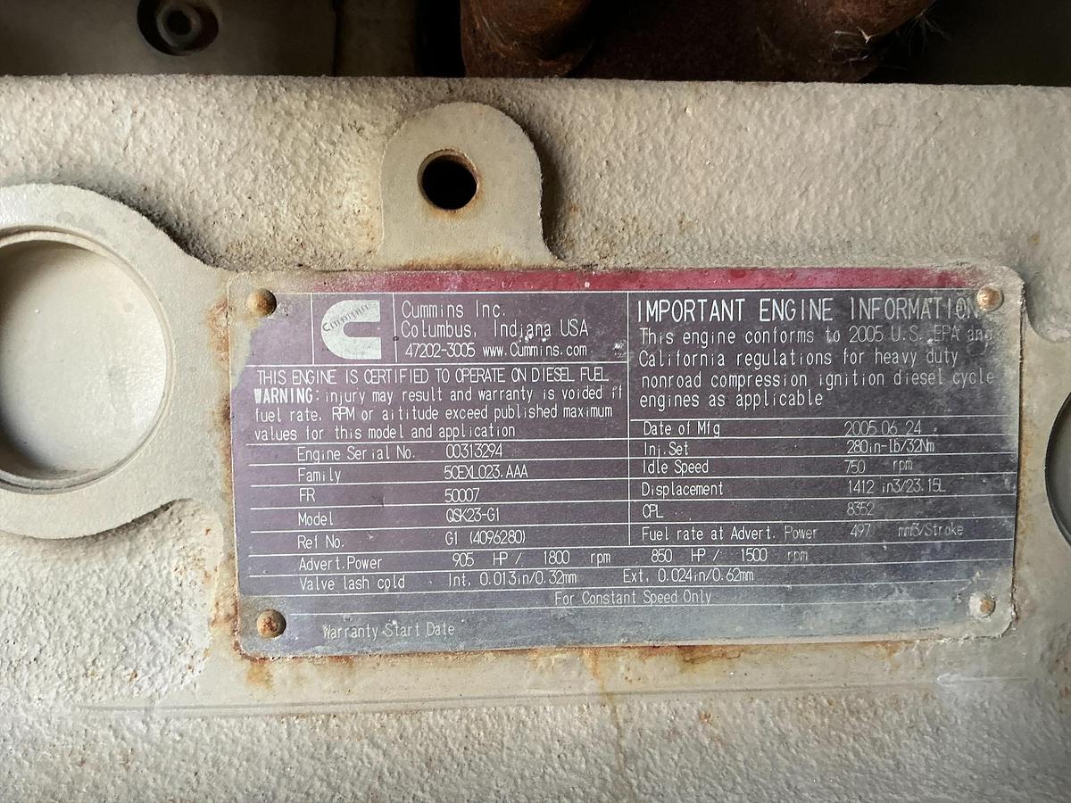 Used 2005 Cummins 500kw Diesel Generator