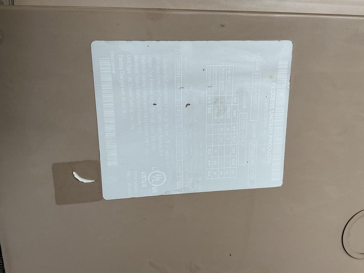 Used Fedders Unitary Products STS09-1-04CF