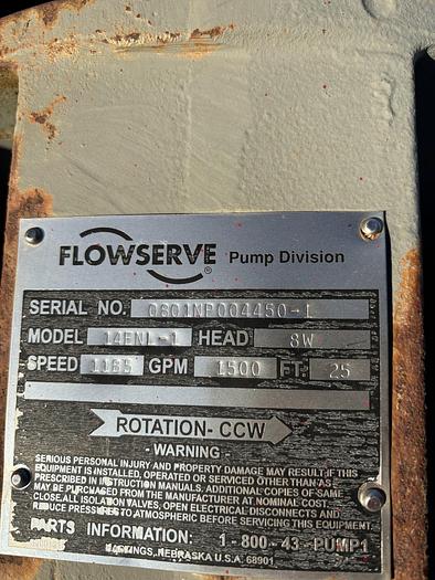 Used FLOWSERVE 14 Inch Vertical Turbine Pump
