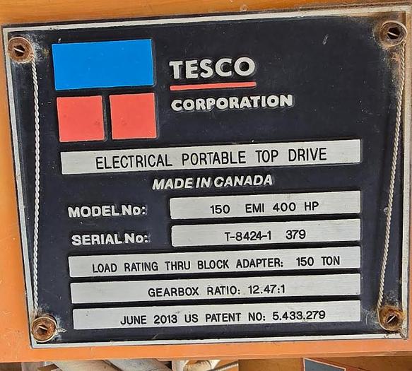 Used TESCO 150-EMI-400HP 150-Ton Elec Top Drive