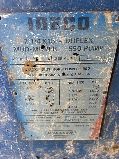 Used iDECO mud pump