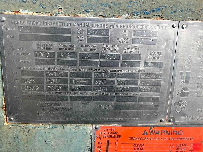 Used 2006 Gardner Denver PZ9 Mud Pump
