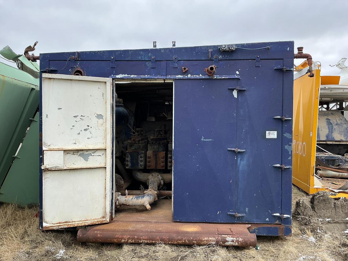 Used Welded Steel Enclosed Mud Pump Shed Skid 