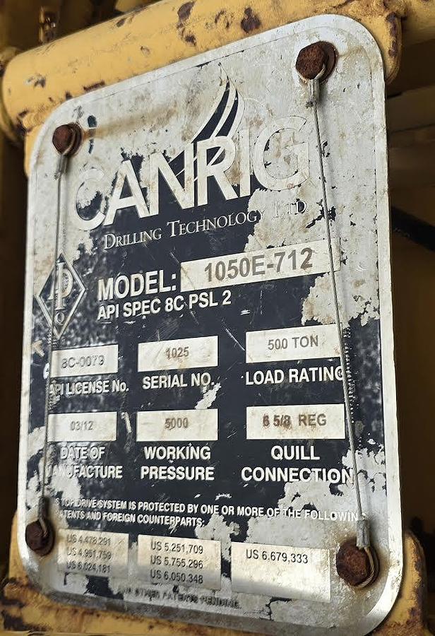 Used Canrig 1050E-712/ 500 Ton Top Drive