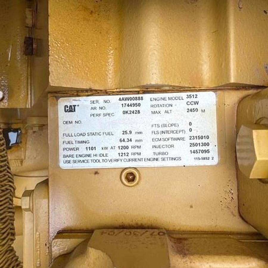 Used 2004 CAT 3512 B Engine w/Generator Drive