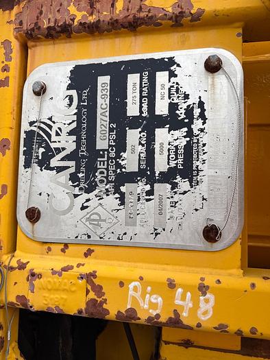 Used 2007 CANRIG 6027AC-939, 275 TON TOP DRIVE