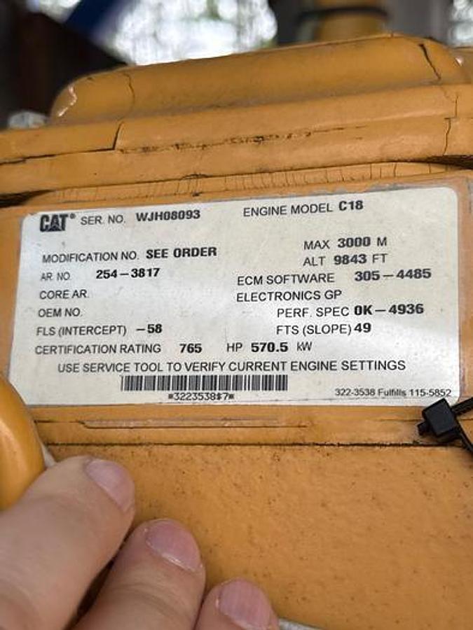 Used CATERPILLAR C18 Diesel Engine, FDS Hydraulic Power Unit