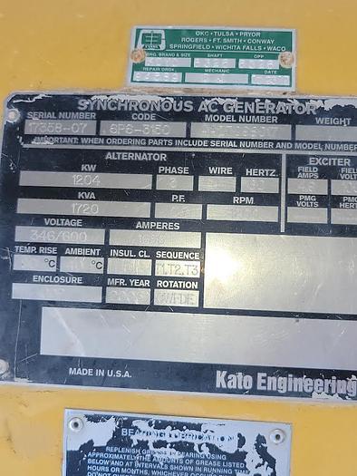 Used Cat 3512-B with Kato 1204 Generator 1204 kw Kato Generator