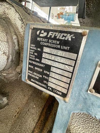 Used FRICK ROTARY SCREW COMPRESSOR RWB II 177
