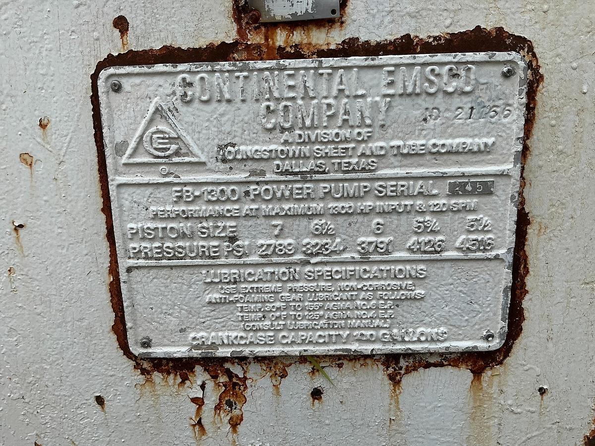 Used Continental FB-1300 Mud Pump 