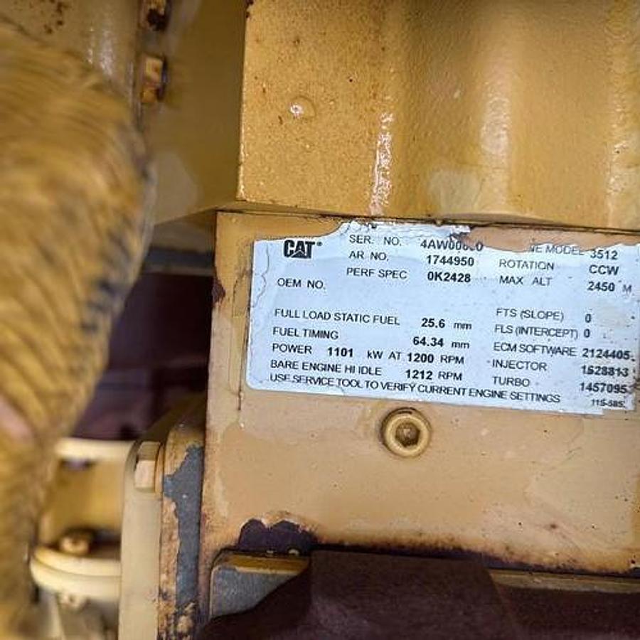 Used 2001 CAT 3512 B Engine w/Generator Drive