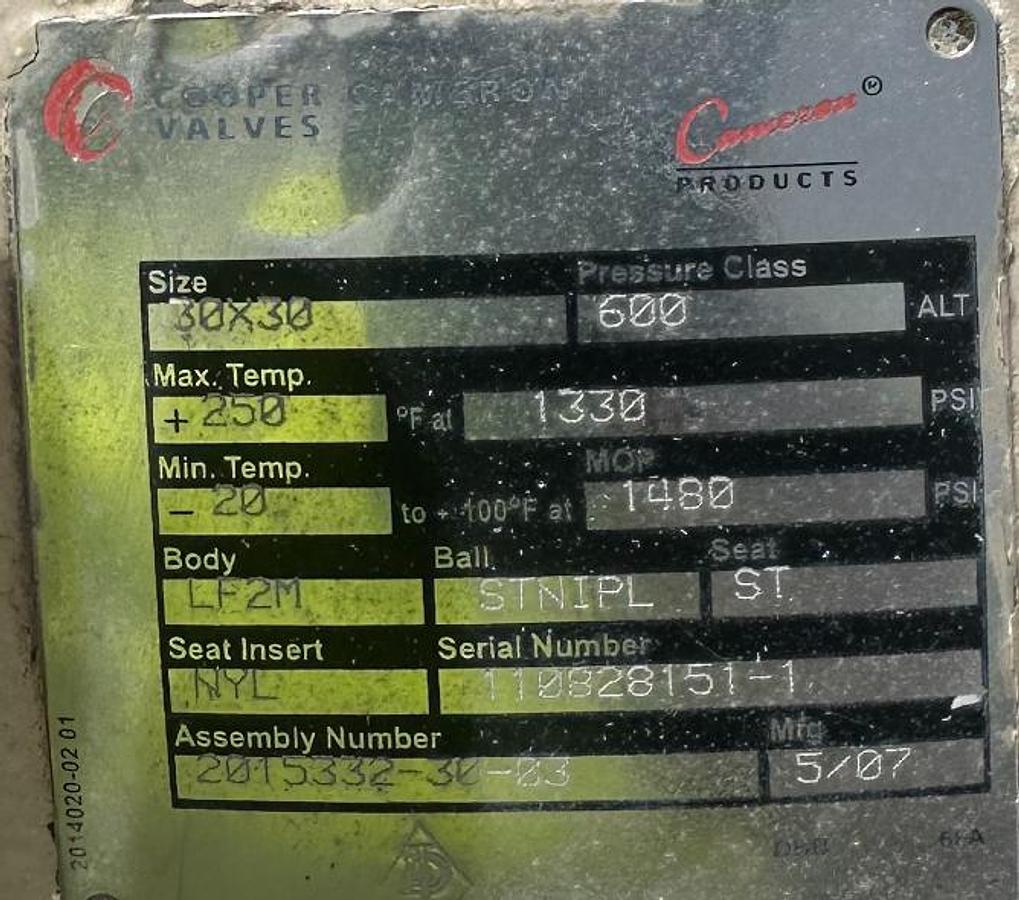 Used 30' Pneumatic Actuator Ball Valve