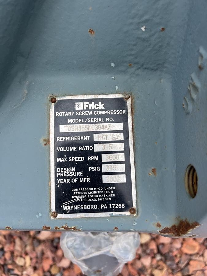 Used FRICK TDSH355L ROTARY SCREW COMPRESSOR