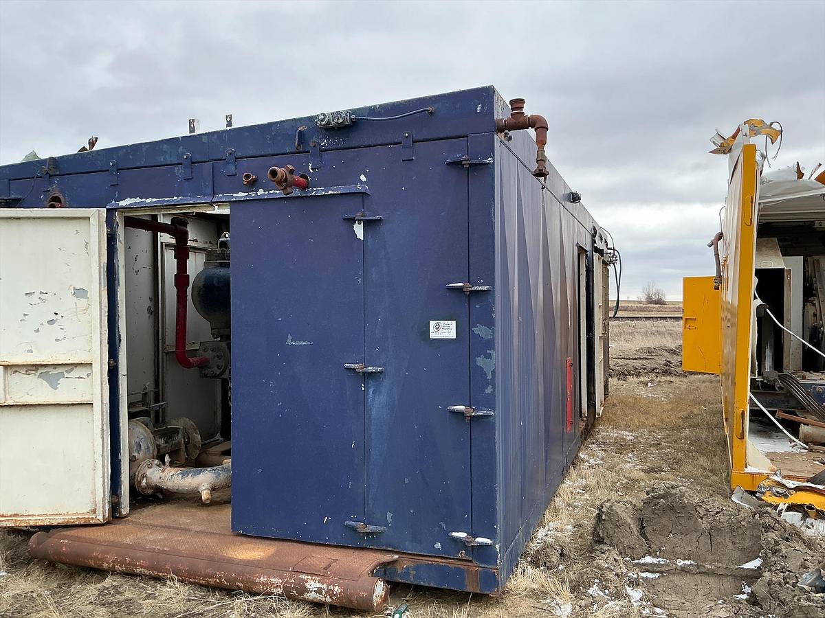 Used Welded Steel Enclosed Mud Pump Shed Skid 