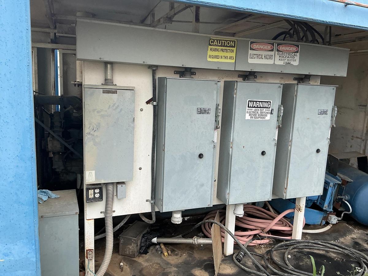 Used Detroit Series 60 Diesel Engine with Generator Skid, Switch Gear, Compressor