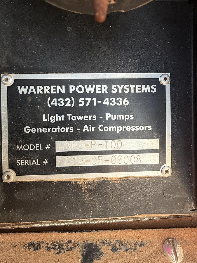 Used Warren Power Systems 3 Phase/60HZ/480V Generator