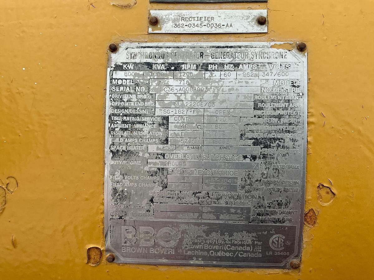Used 2001 Cat 3508-B 800KW Generator