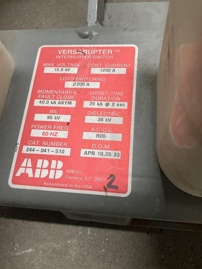 Used 2005 ABB Inc. Interrupter Switch