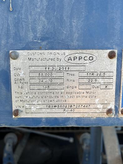 Used 2011 APPCO Sand King FS-40 Portable Transfer Trailer