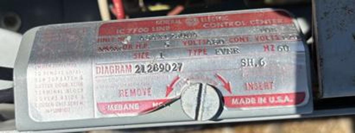 Used GE Control Panel 60 HZ, 460 V, Size 1