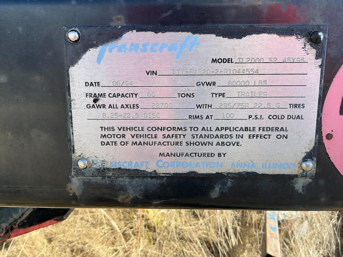 Used 1994 Transcraft 45’ Flatbed Trailer