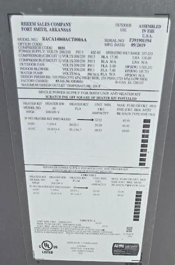 Used Rheem 2-5 Ton AC Unit