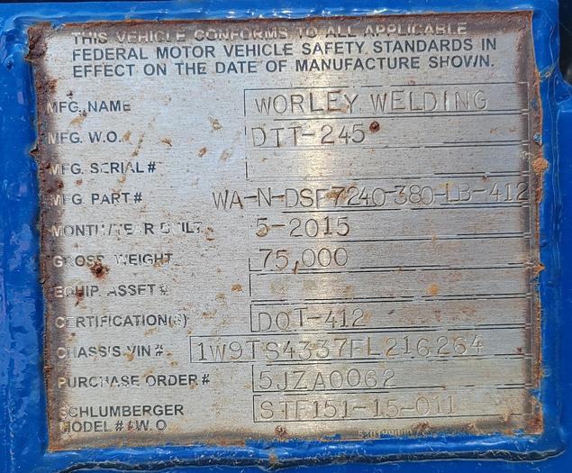 Used 2015 Worley Welding Works Chemical Transport Trailer