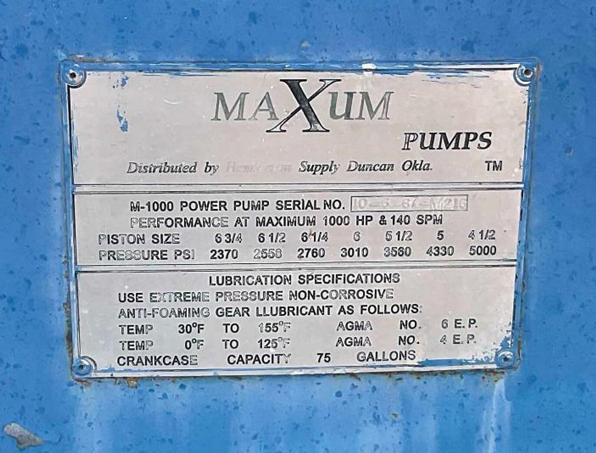 Used Cat 3412-Maxum/ Emsco Copy M-1000 Triplex Mud Pump
