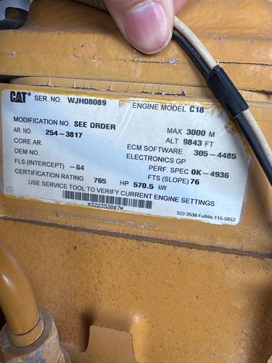 Used 2010 CATERPILLAR C18 Diesel Engine, FDS TOP DRIVE Hydraulic Power Unit