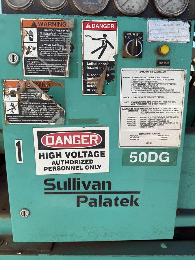 Used SULLIVAN PALATEK 50DG AIR COMPRESSOR 
