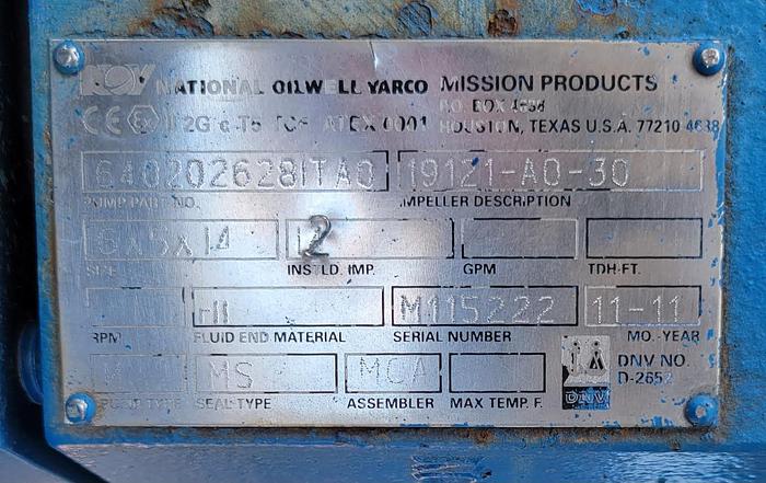 Used 2011 Mission Magnum Centrifugal Pump w/Siemens Electric Motor