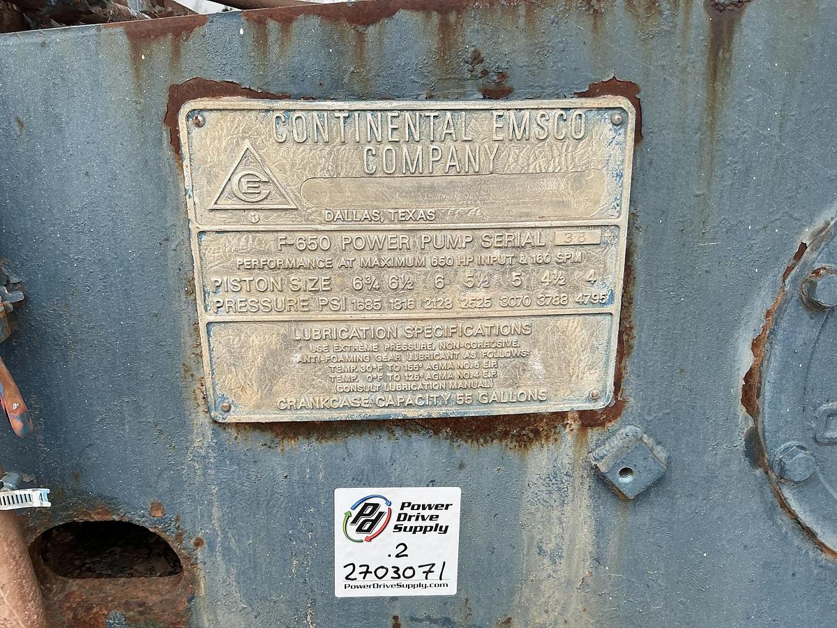 Used Continental Emsco F-650 Mud Pump