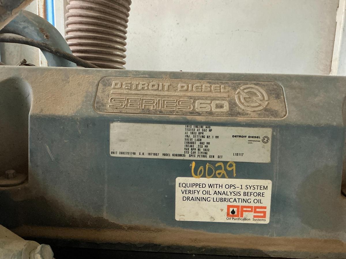 Used Detroit Series 60 Diesel Engine with Generator Skid, Switch Gear, Compressor