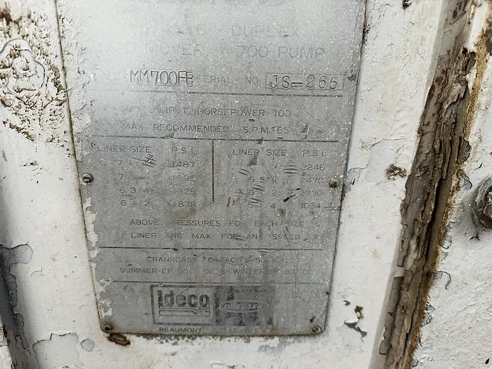 Used Ideco MM700FB Mud Mover Duplex Mud Pump