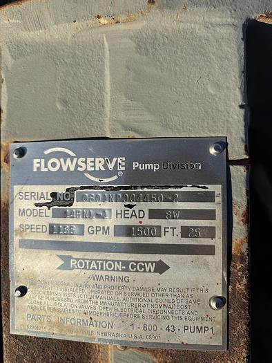 Used FLOWSERVE 14 Inch Vertical Turbine Pump