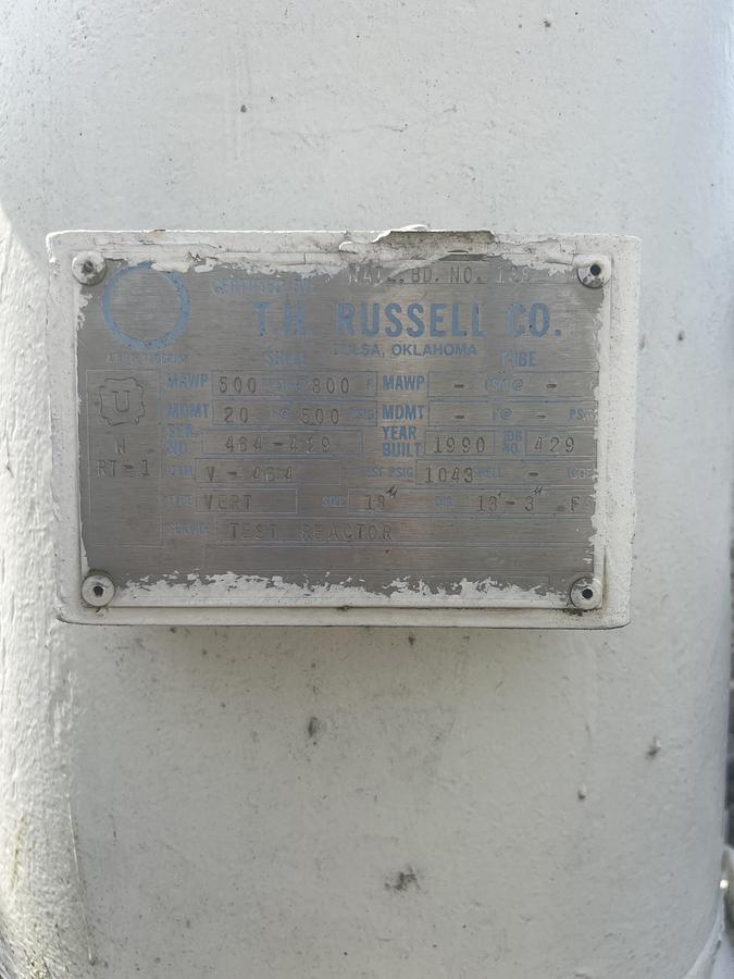 Used 1990 TH Russell Test Reactor