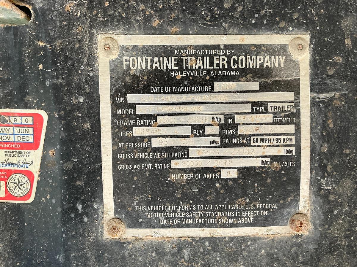 Used 2007 Fontaine 48’ Flatbed Trailer