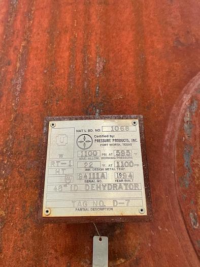 Used 48" x 12' x 1100 PSI, Dehy Tower