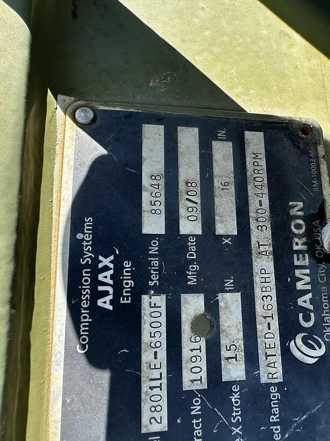 Used Ajax 2801LE-6500FT Two Stage Reciprocating Compressor