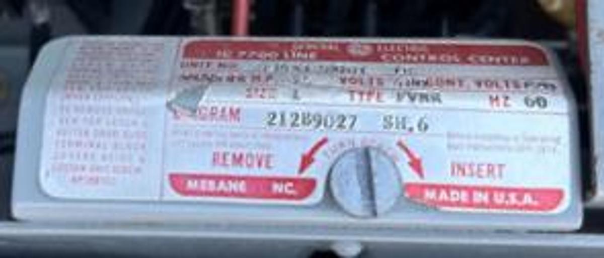 Used GE Control Panel 60 HZ, 460 V, Size 1