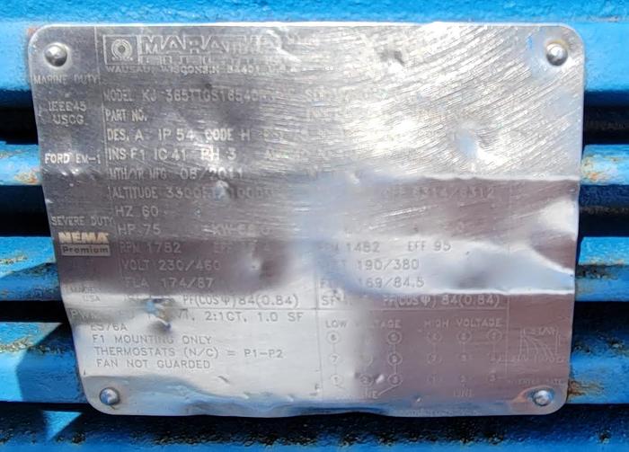 Used 2012 Badger Centrifugal Pump w/Marathon Electric Motor Skidded