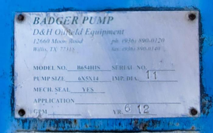 Used 2012 Badger Centrifugal Pump w/Marathon Electric Motor Skidded